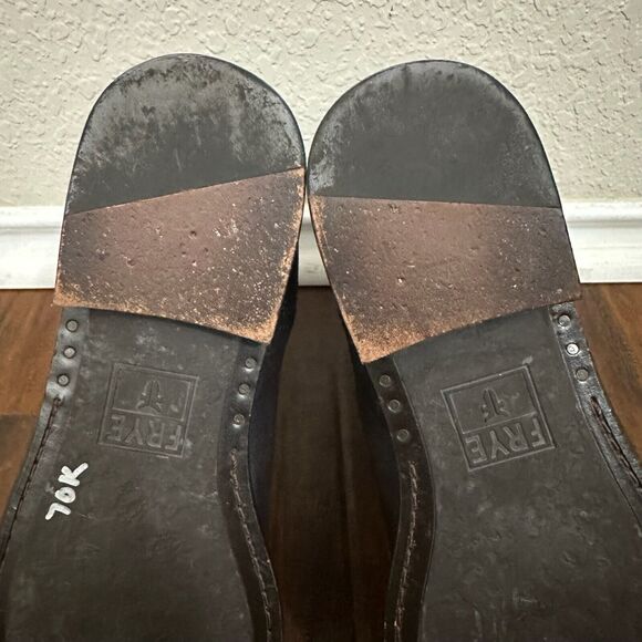 FRYE Veronica Short Boots Dark Brown Leather Motorcycle Rider - Picture 12 of 12